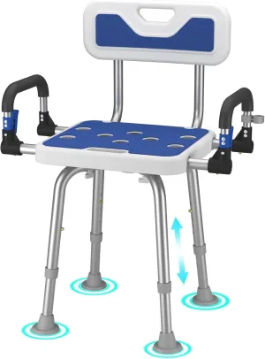 Adjustable Stool Heavy Duty 500 Lbs Shower Chair for Seniors Elderly Handicap Disabled Or Bariatric Adults Bench Seat for Inside Shower Stall and Bathroom Bath Tub with Arms and Back Chairs
