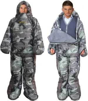 Adults Wearable Sleeping Bag 3 Season Camouflage Sleeping Bag Full Body Sleeping bag for Camping,Traveling, Hammocks, Hiking, Backpacking, Lounging
