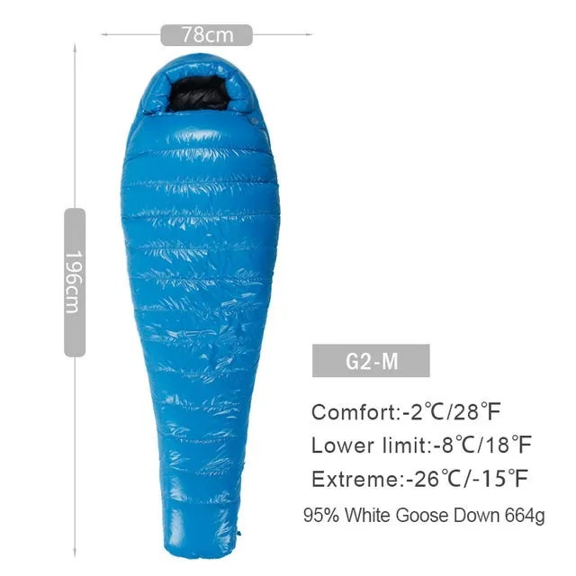 AEGISMAX G Series White Goose Down Mummy Camping Sleeping Bag Ultralight