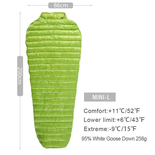 AEGISMAX Ultra-Light Adult Outdoor Camping Down Sleeping Bag Nylon Mummy Three Season Goose Down Sleeping Bag