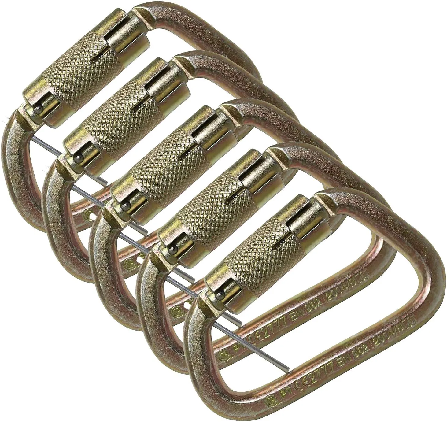 AFP Twist-Locking D-Steel High-Strength Carabiner w/Pin, ANSI & OSHA Compliant (5)