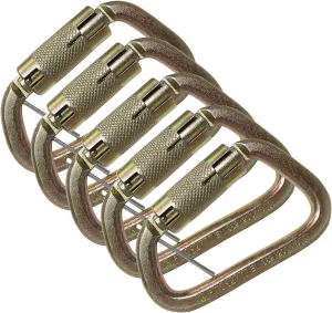AFP Twist-Locking D-Steel High-Strength Carabiner w/Pin, ANSI & OSHA Compliant (5)