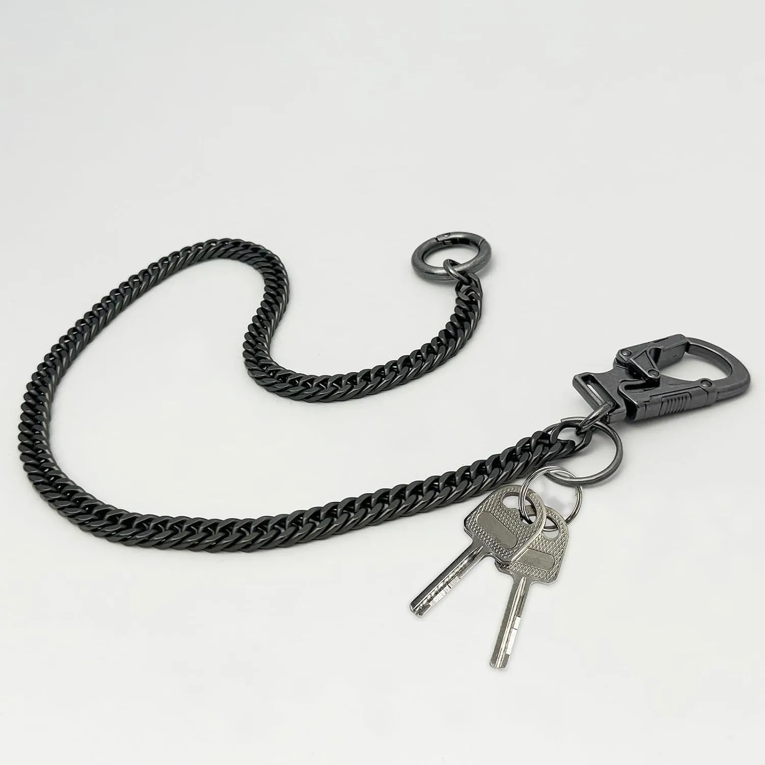 Ahiller Pant Key Wallet Chain for Men Women,Zinc Alloy Stainless Steel Belt KeyChains with 2 Carabiner Clip for Handbag Jean