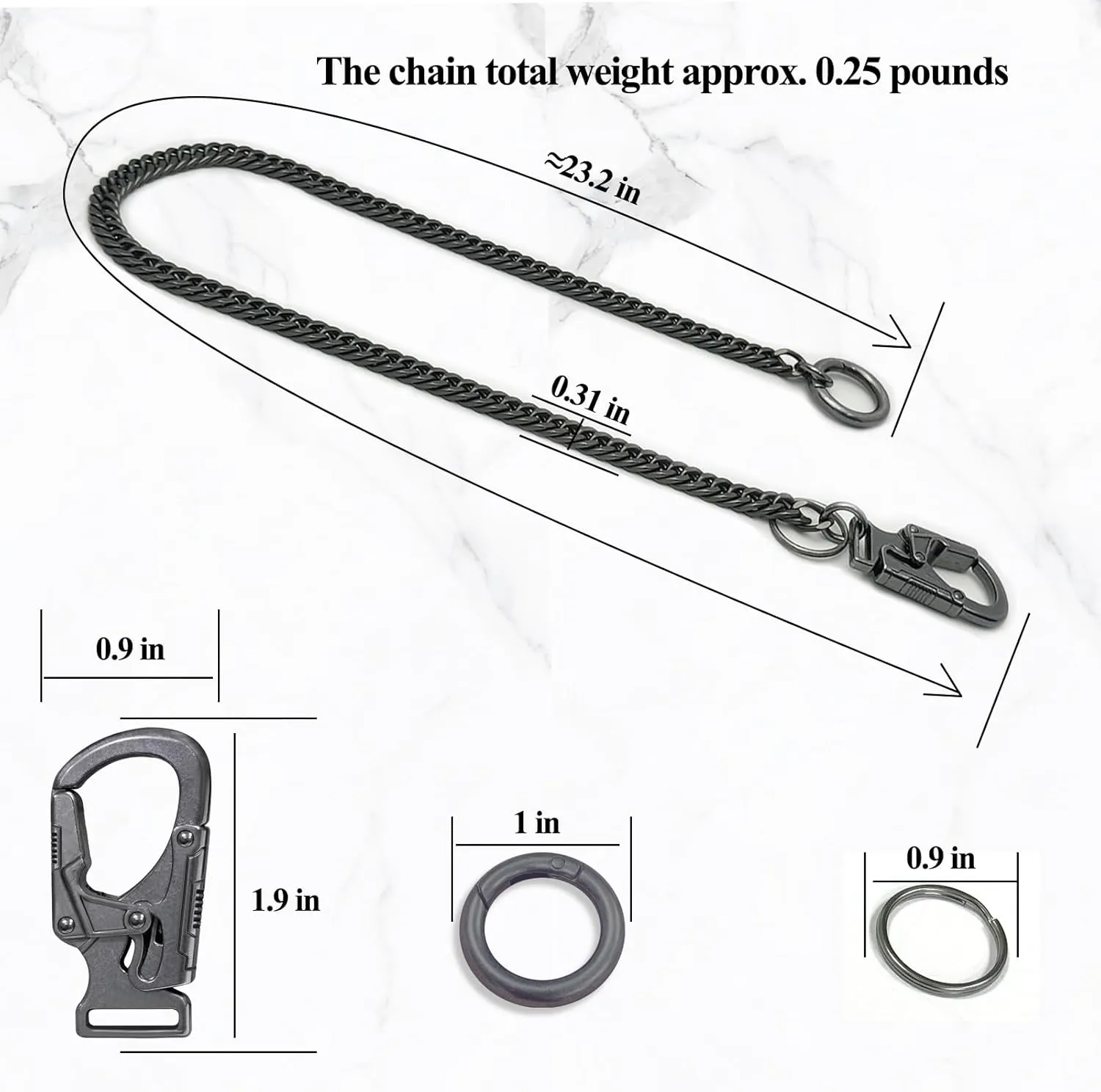 Ahiller Pant Key Wallet Chain for Men Women,Zinc Alloy Stainless Steel Belt KeyChains with 2 Carabiner Clip for Handbag Jean