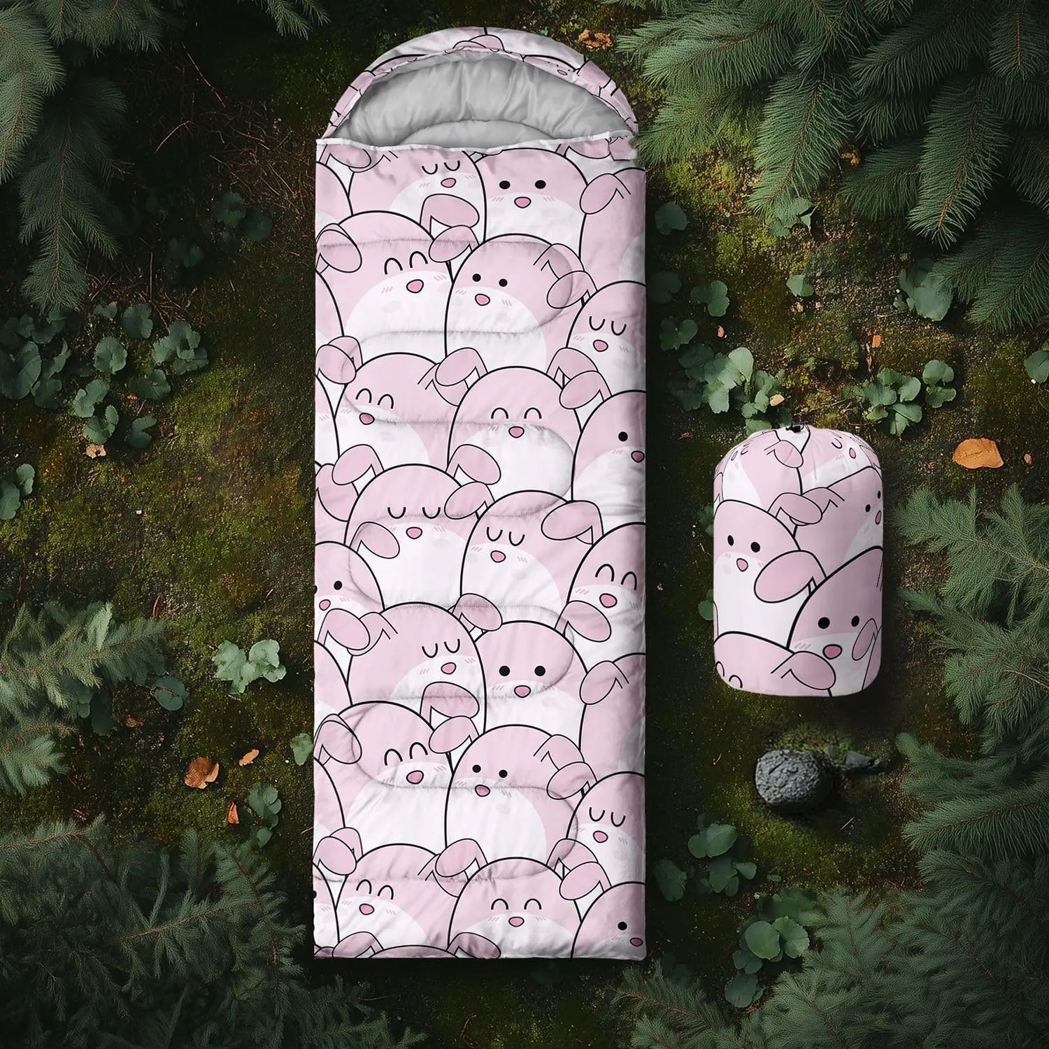 AILONEN Cartoon Camping Sleeping Bag for Boys Girls Adults,Lightweight & Waterproof,3 Season Warm & Cold Weather,Portable,Printed Sleeping Bag,Traveling,Camping,Hiking