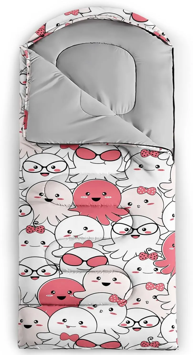 AILONEN Cartoon Camping Sleeping Bag for Boys Girls Adults,Lightweight & Waterproof,3 Season Warm & Cold Weather,Portable,Printed Sleeping Bag,Traveling,Camping,Hiking