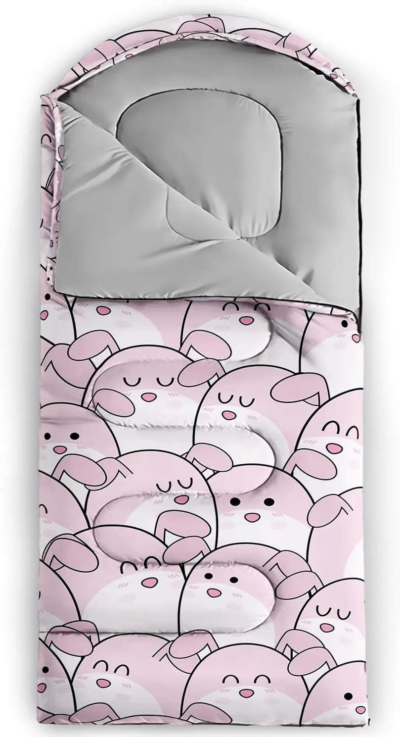 AILONEN Cartoon Camping Sleeping Bag for Boys Girls Adults,Lightweight & Waterproof,3 Season Warm & Cold Weather,Portable,Printed Sleeping Bag,Traveling,Camping,Hiking