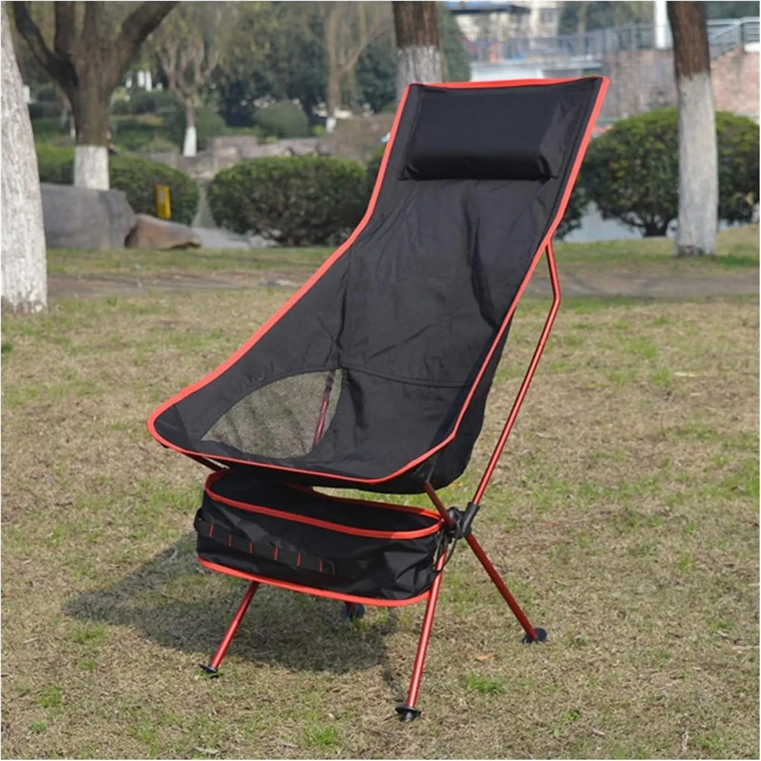 AISHANBAIHUODIAN Folding Fishing Chair Backrest Beach Chairs Lightweight Camping Hiking Seat Garden Ultralight Office Home Furniture BBQ Stool (Color : Bearing 100 kg)