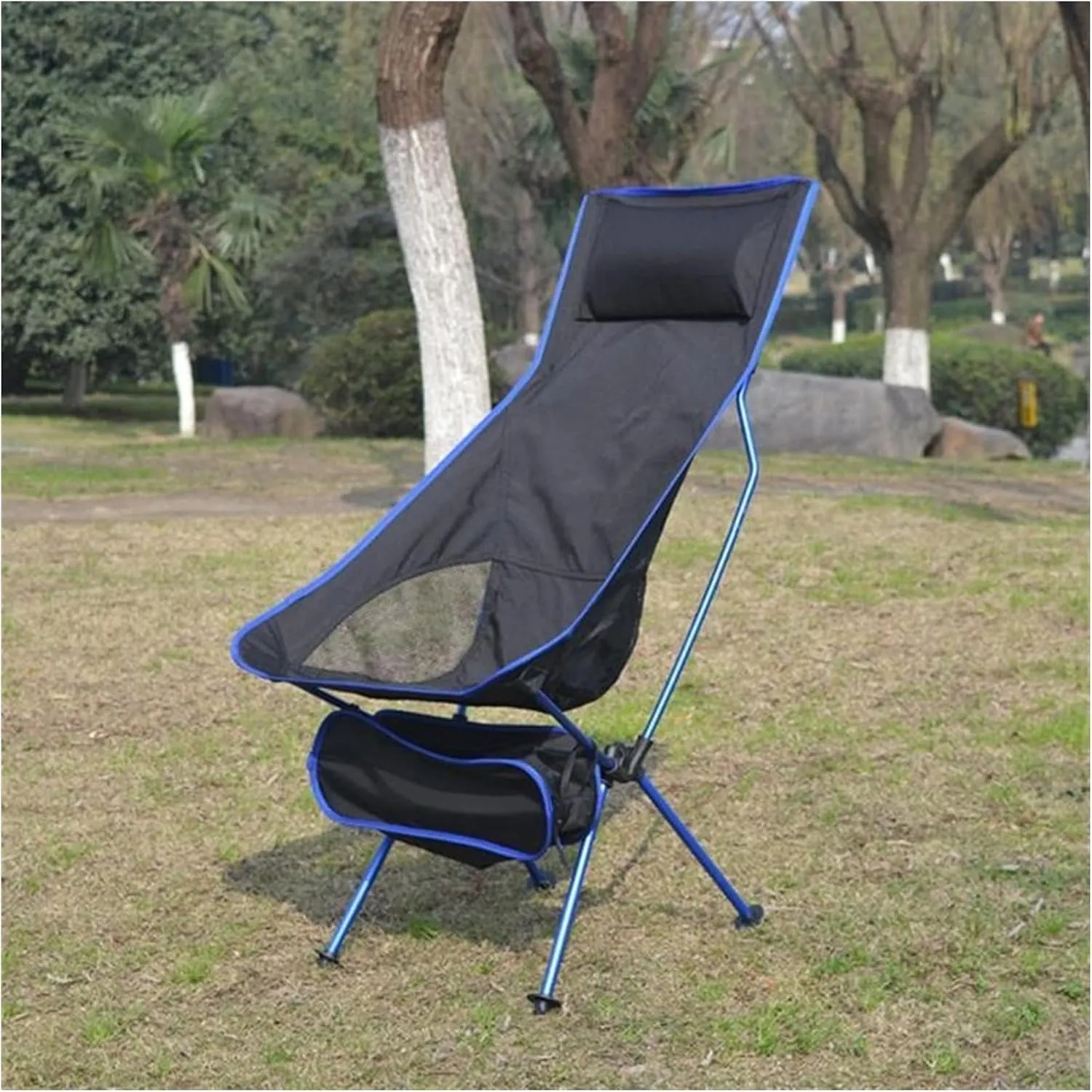 AISHANBAIHUODIAN Folding Fishing Chair Backrest Beach Chairs Lightweight Camping Hiking Seat Garden Ultralight Office Home Furniture BBQ Stool (Color : Bearing 100 kg)
