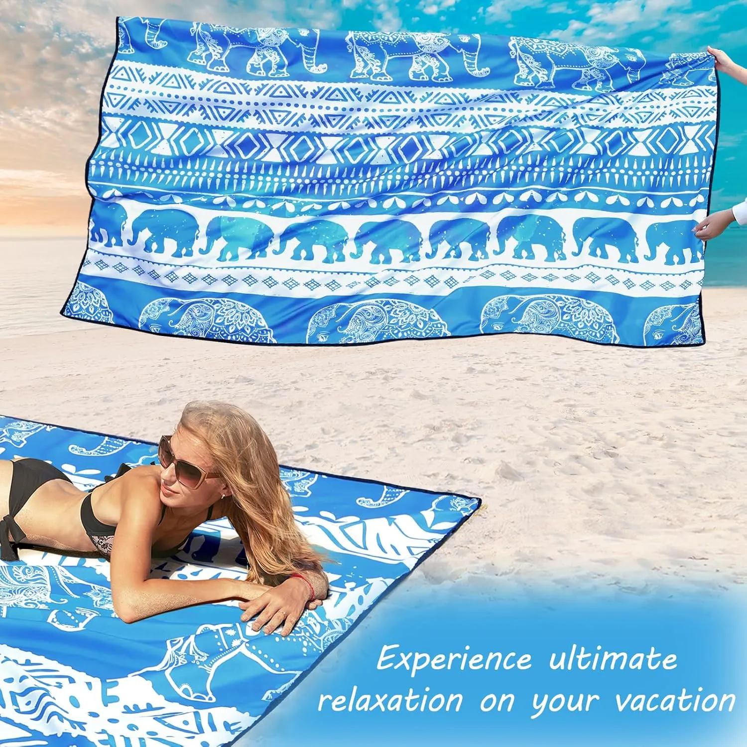 AISPARKY Beach Blanket Waterproof Sandproof, Oversized Large Beach Mat 79" X 83"/120"x108" for 1-8 Adults, Quick Drying&Compact&Lightweight, Picnic Mat Vacation Essentials for Beach Camping Travel