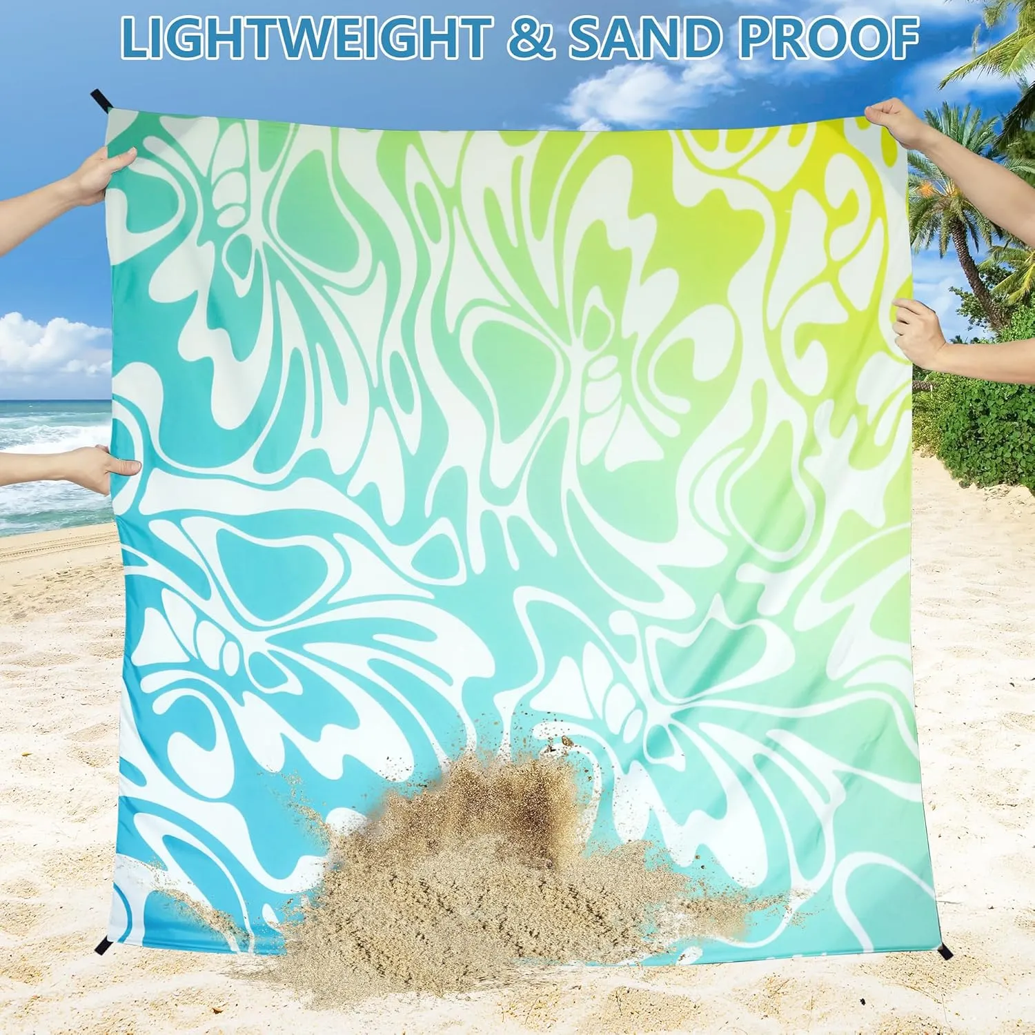 AISPARKY Beach Blanket Waterproof Sandproof, Oversized Large Beach Mat 79" X 83"/120"x108" for 1-8 Adults, Quick Drying&Compact&Lightweight, Picnic Mat Vacation Essentials for Beach Camping Travel