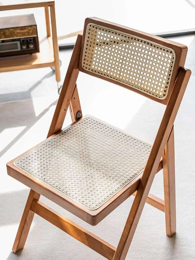 Akai Rika - Solid Wood & Rattan Dining Chair | Folding Chair
