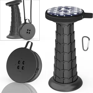ALEVMOOM Upgraded Portable Retractable Folding Stool,Camping Telescoping Stools with Swivel Cushion,Collapsible Stool for Adults,Hold Up to 440Ib for Garden Travel with Carry Bag&Carabiner