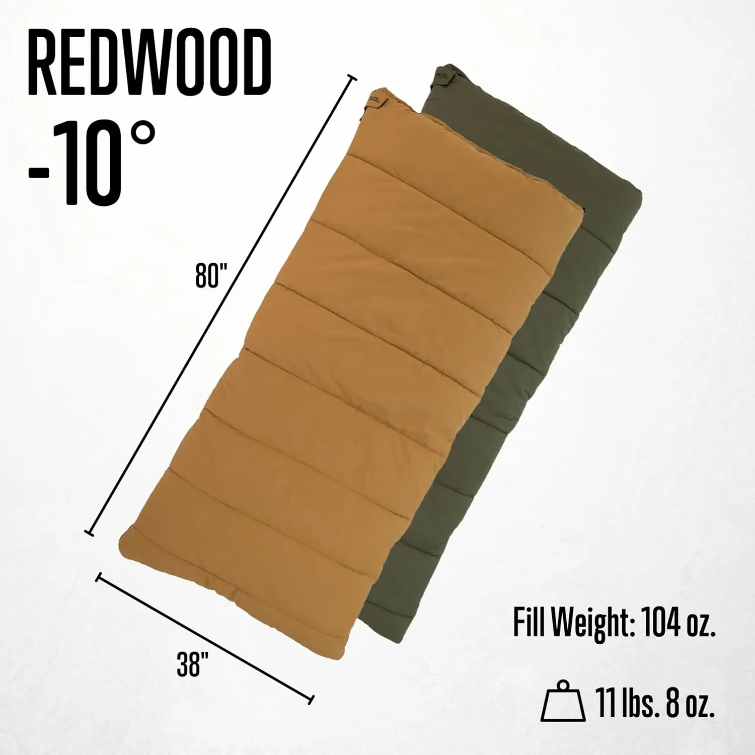 ALPS OutdoorZ Redwood -10° Sleeping Bag, Plaid Flannel Lined, Cotton Canvas