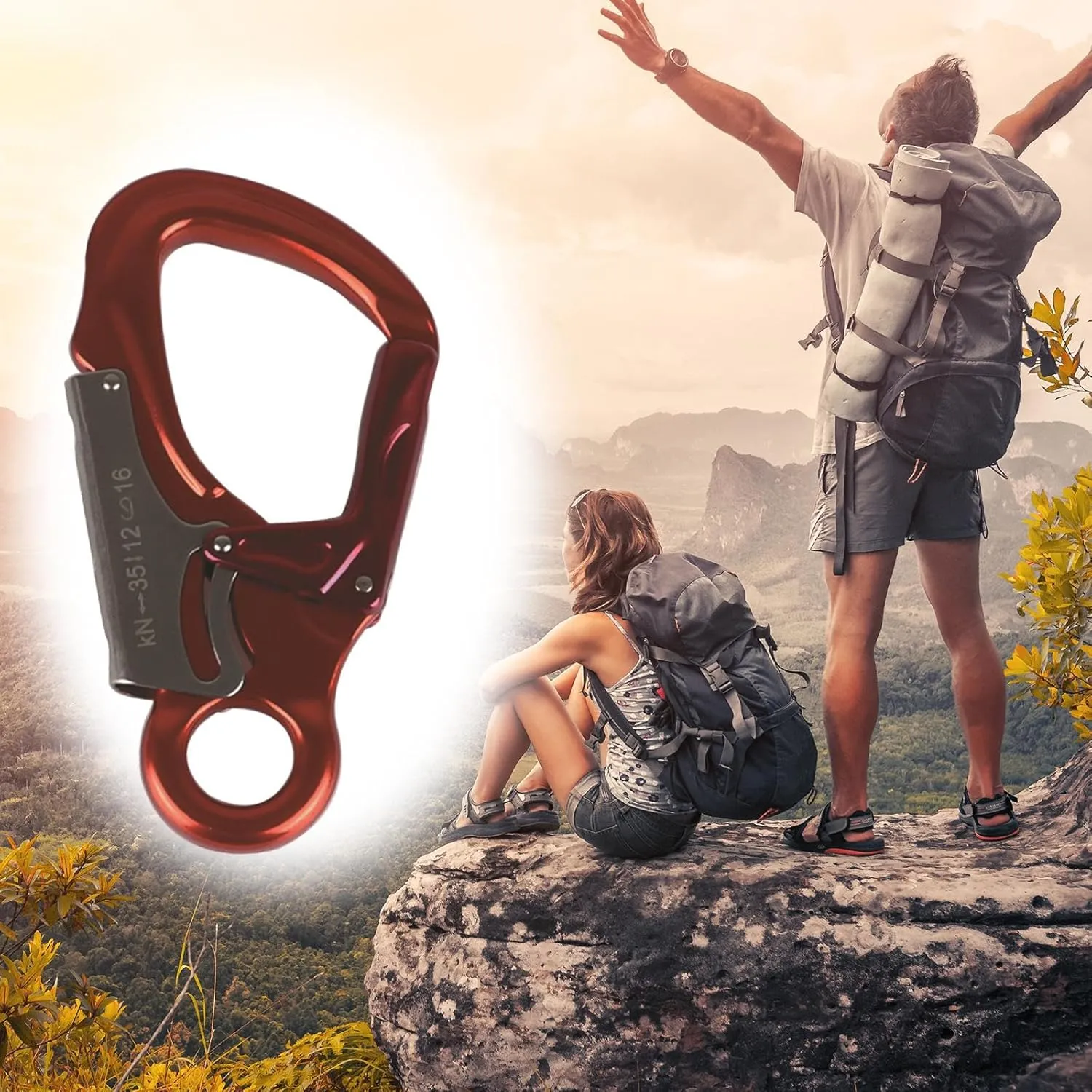 Aluminum Alloy Carabiner Clip with Double Locking Mechanism for Camping