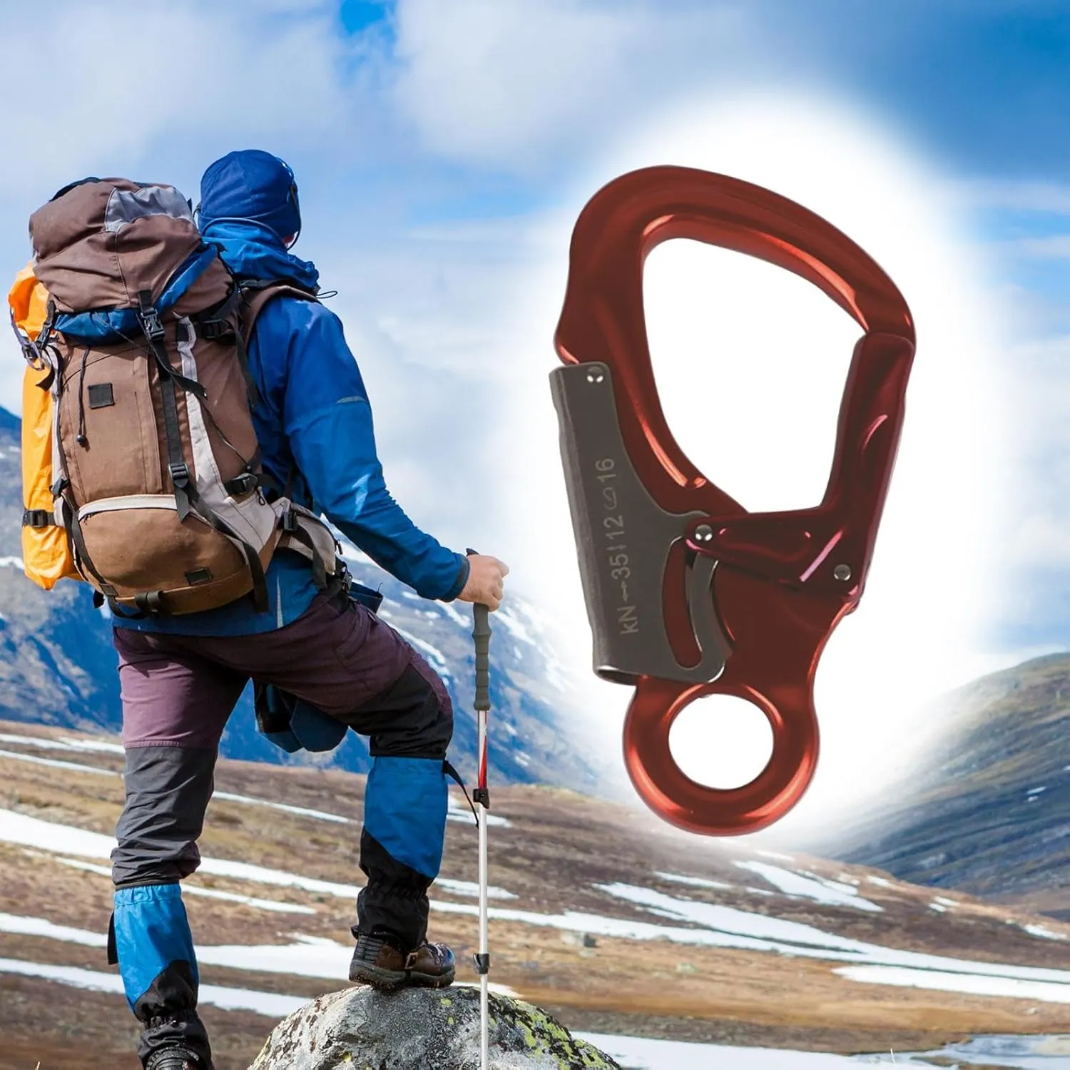 Aluminum Alloy Carabiner Clip with Double Locking Mechanism for Camping