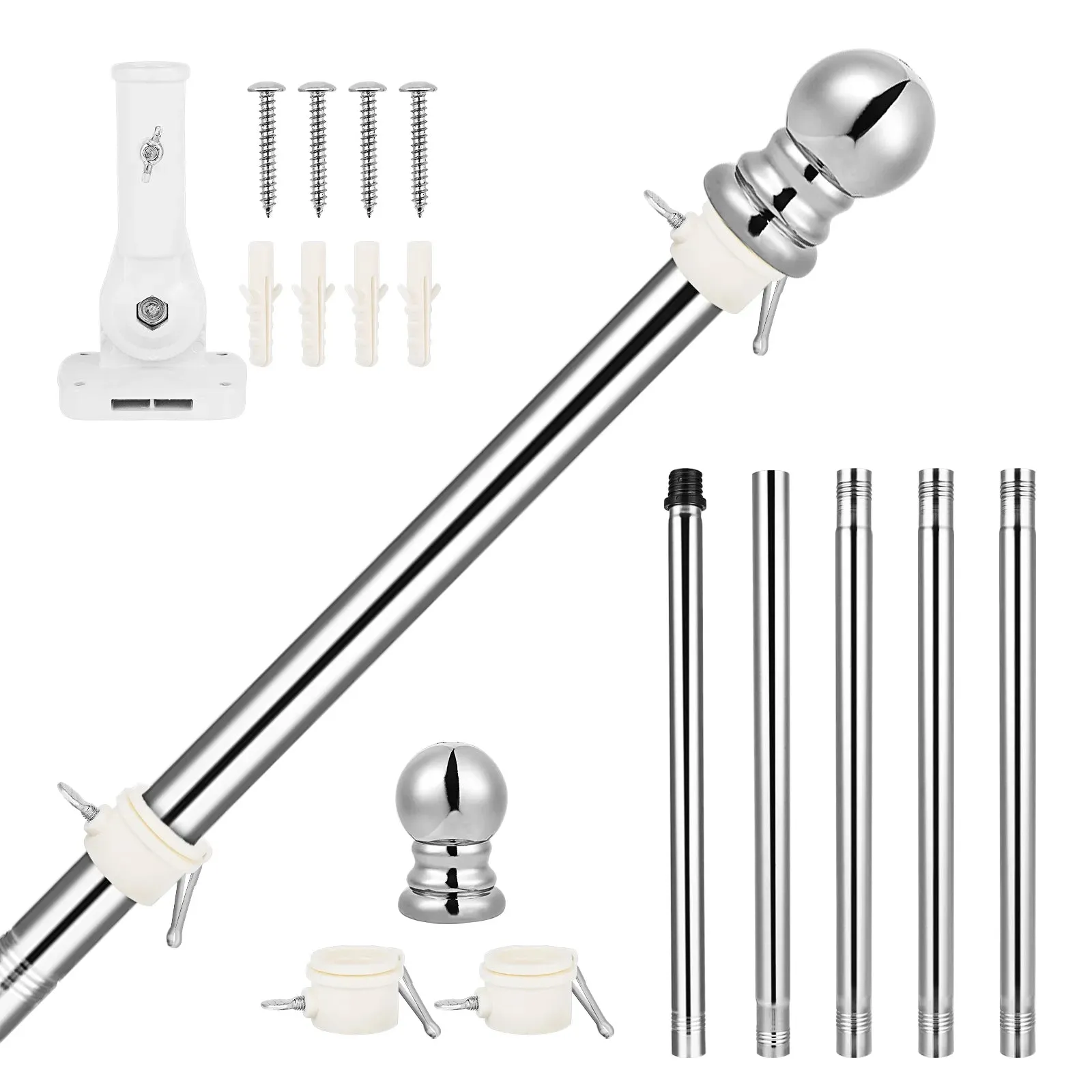 Aluminum Alloy Flag Pole with 180 Degree Adjustable Base