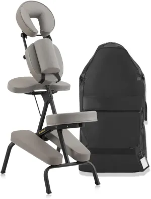 Aluminum Light-Weight Adjustable Folding Portable Travel Massage Chair with Backpack 402 Keanu (Grey)