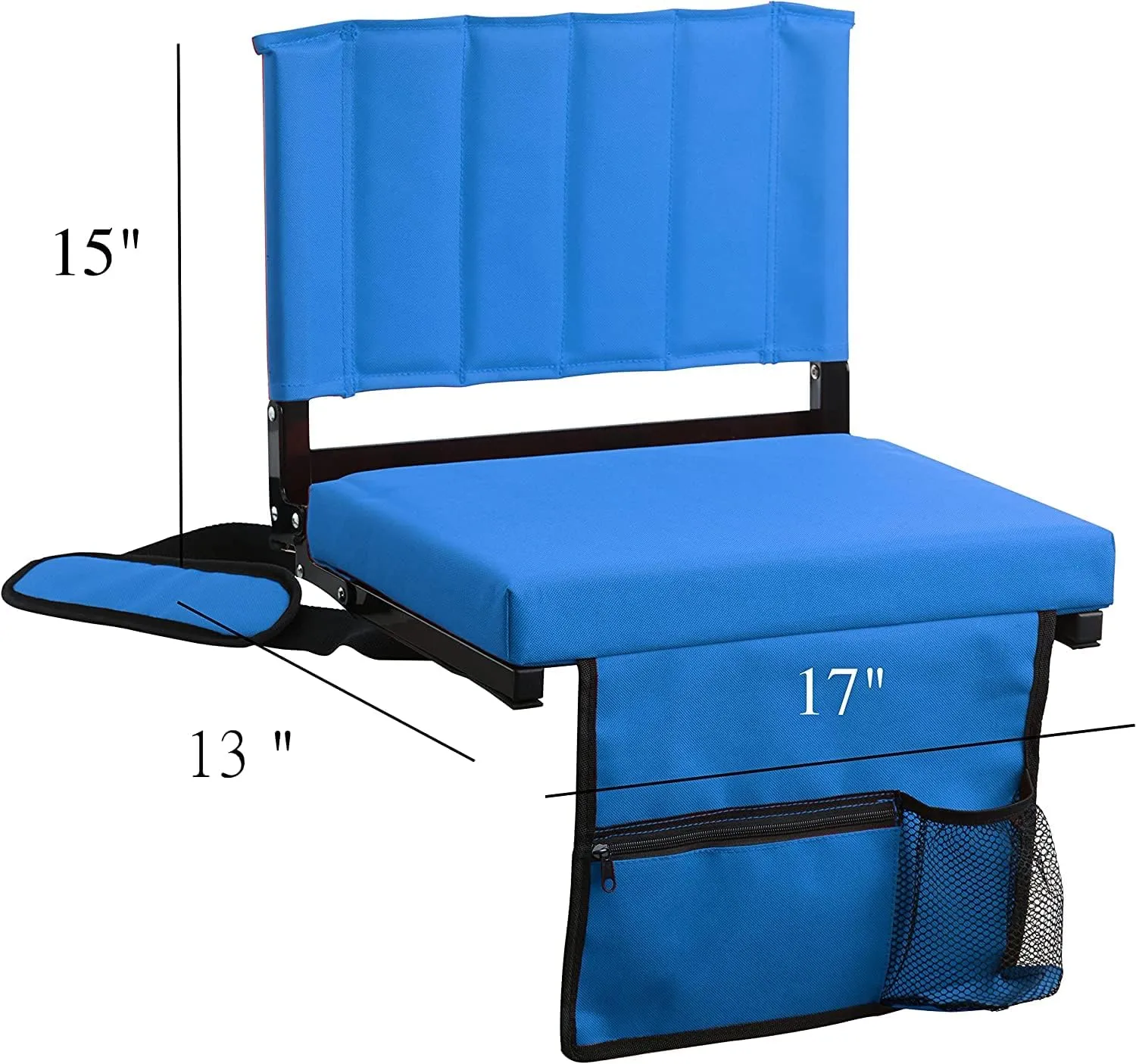 Amazing for less Stadium Seat for Bleachers with Padded Cushion Foldable Stadium Seat Chairs with Back Support, Shoulder Strap, Built-in Cup Holder (Blue, 2-Chairs)