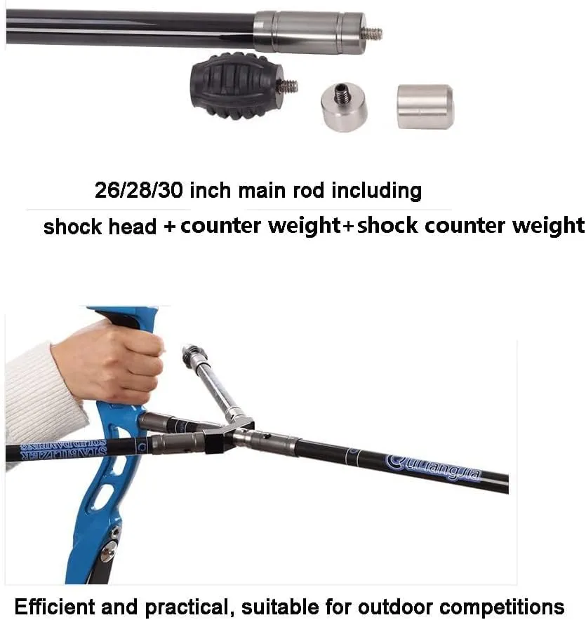 AMEYXGS Archery Bow Stabilizer 3/4/5/10/12/26/28/30 inch Carbon Fiber Bow Balance Bar Stalizer Rod Extension Pole Rod Bow Stabilizer Weight Silencer Damping for Recurve Bow and Compound Bow