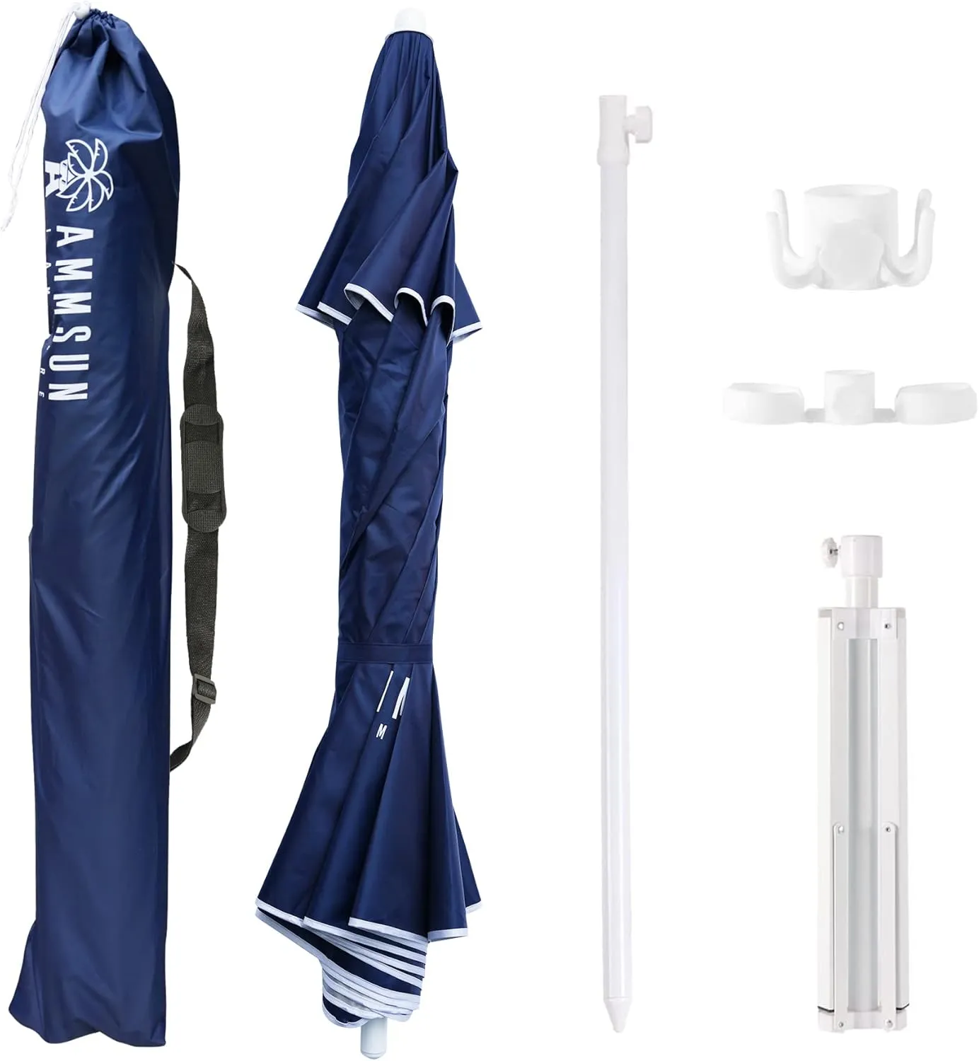 AMMSUN Shade Umbrella, Premium Portable Umbrella with Stand, 6.5ft Lightweight Free Standing Canopy for Sporting Games, Adjustable Instant Sun Protection and Easy to Carry, Navy Blue
