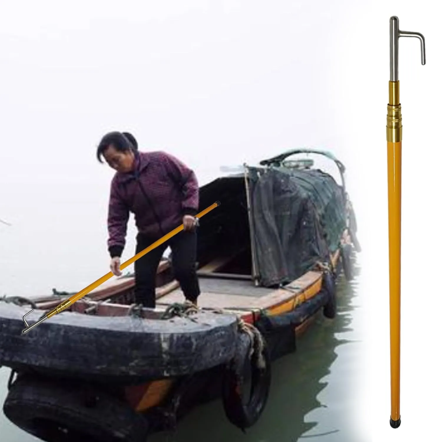 AMUFJJ Aluminum Telescopic Boat Hook 13 16 20 26 inch, Extendable Pick Up Hook Poles & Water Rescue Rod for Docking Rescuing Pushing Pulling and Boating, Sailboat Accessories(L 26' 2inch (8m))