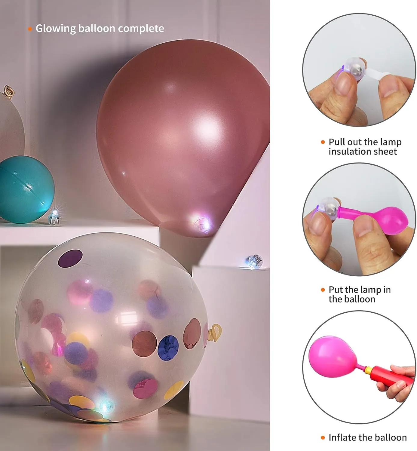 Aogist 200pcs Pink Balloon Light,Long Standby Time Waterproof Mini Ball Light,Round LED Flash Lamp for Paper Lantern Balloon Party,Wedding,Birthday,Festival,New Year and Christmas Decorative
