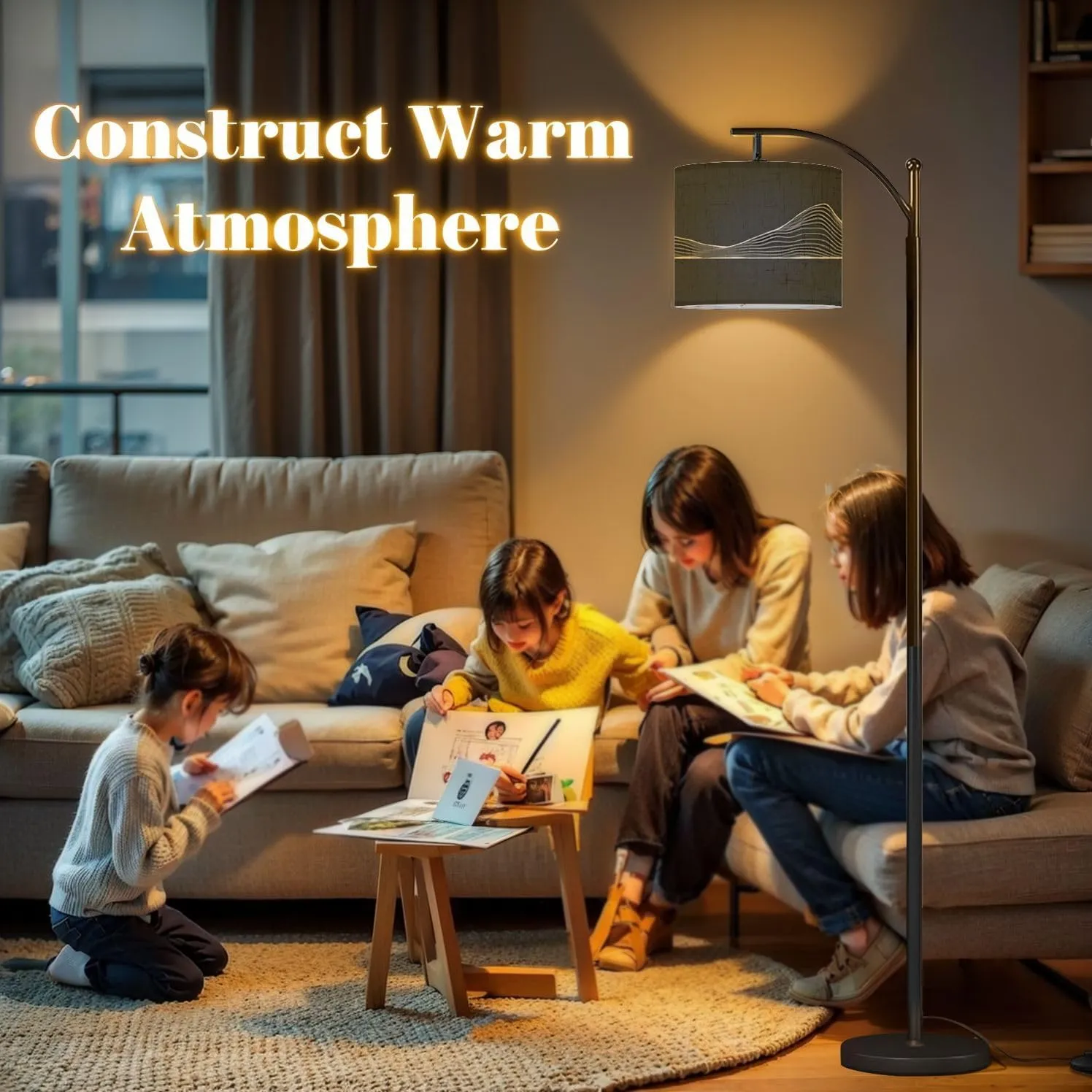 Arc Floor Lamps Abstract Elevation Contour Topography line for About Minimal Mountain Modern LED Adjustable Lampshade Standing Light for Living Room Reading Bedroom Office
