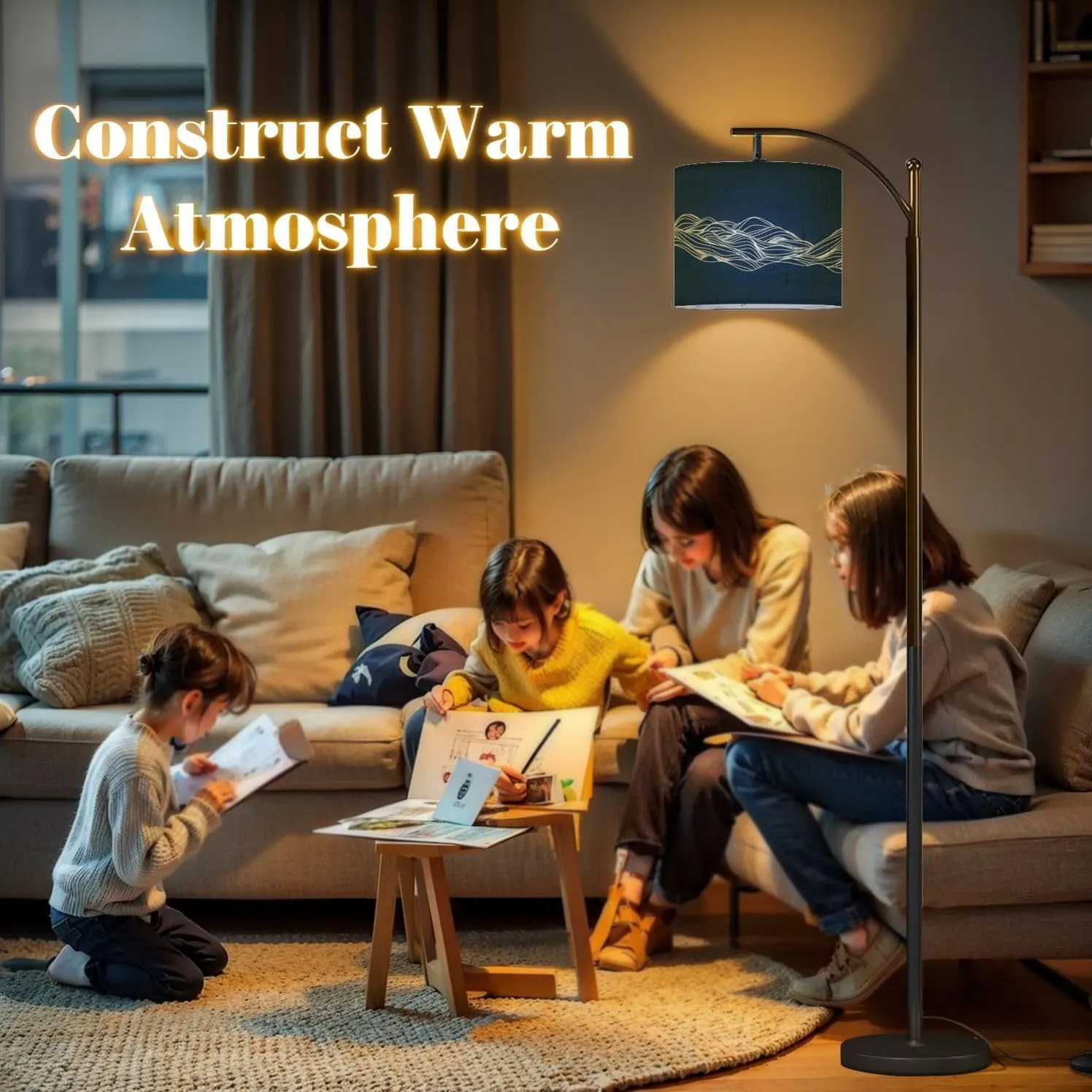 Arc Floor Lamps Abstract Elevation Wavy Topography line for About Minimal Mountain Modern LED Adjustable Lampshade Standing Light for Living Room Reading Bedroom Office