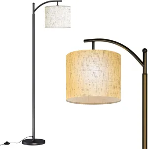 Arc Floor Lamps Abstract Endless Pattern Gentle Dark Blue Lines dots White Sketchy Modern LED Adjustable Lampshade Standing Light for Living Room Reading Bedroom Office