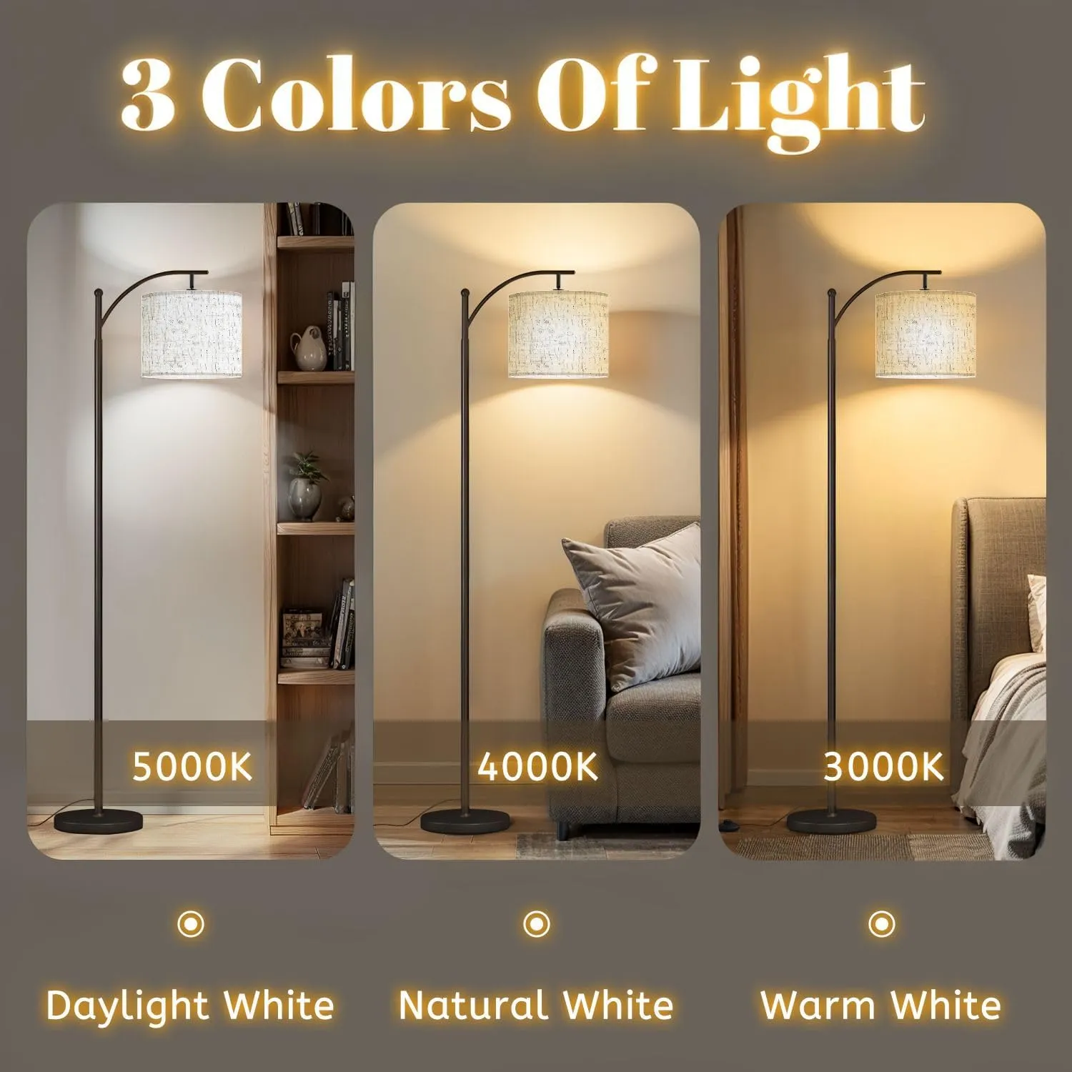 Arc Floor Lamps Abstract Endless Pattern Gentle Dark Blue Lines dots White Sketchy Modern LED Adjustable Lampshade Standing Light for Living Room Reading Bedroom Office