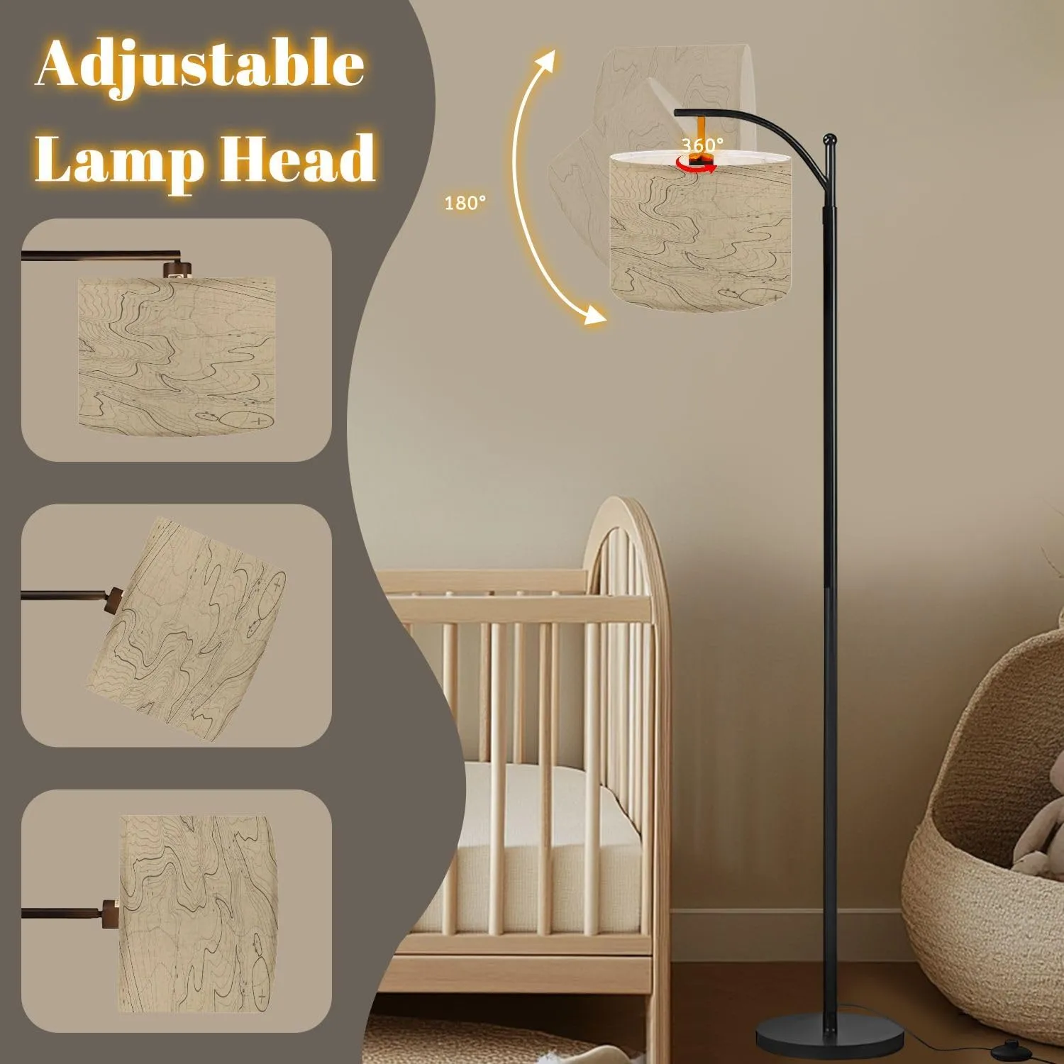Arc Floor Lamps Topographic map Space for Your Copy Topography Lines Art Contour Modern LED Adjustable Lampshade Standing Light for Living Room Reading Bedroom Office