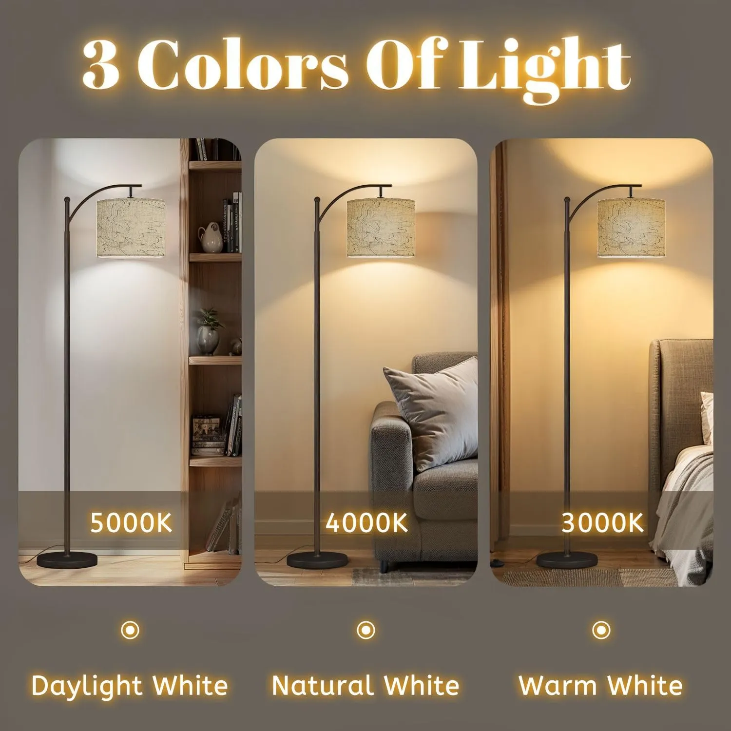 Arc Floor Lamps Topographic map Space for Your Copy Topography Lines Art Contour Modern LED Adjustable Lampshade Standing Light for Living Room Reading Bedroom Office