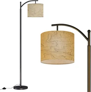 Arc Floor Lamps Topographic map Space for Your Copy Topography Lines Art Contour Modern LED Adjustable Lampshade Standing Light for Living Room Reading Bedroom Office