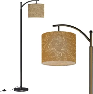 Arc Floor Lamps Topography map Abstract Pattern Modern LED Adjustable Lampshade Standing Light for Living Room Reading Bedroom Office