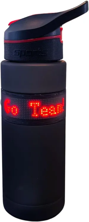 ARCTIC GLOW Customizable LED Screen Water Bottle 27 oz | BPA Free | Locking Straw | Bluetooth | Fun for Kids, Parties, Birthdays, Camping/Hikes, Corporate Events, Sports (Black w/Red LED letters)