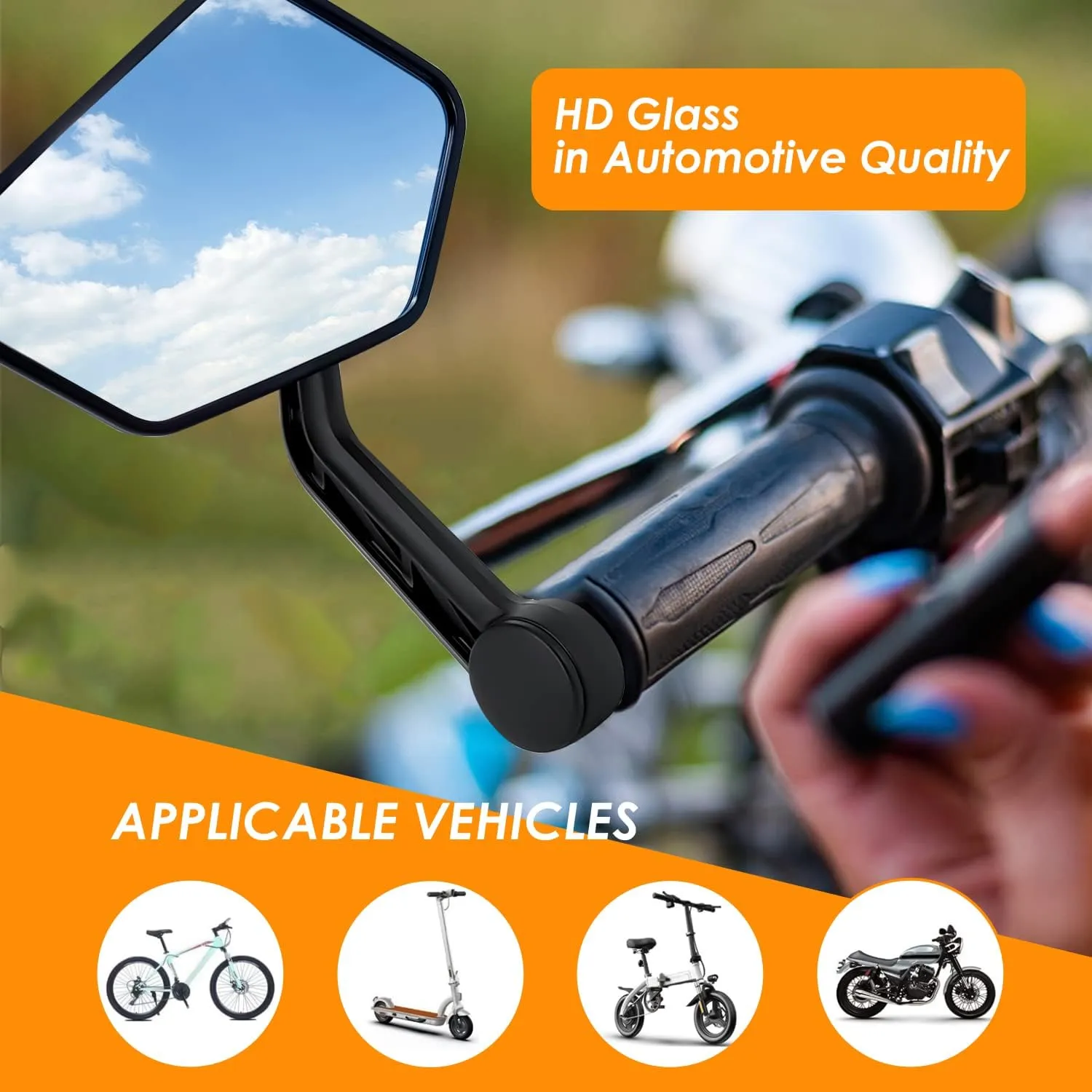 Arkham Bike Mirror for Handlebar HD Bar End Bicycle Mirror Thickened Automotive-Grade Glass for Handlebar Scratch Resistant Safe Rearview Mirror Multi-Angle Adjustable, E-Bike Universal, Left Side