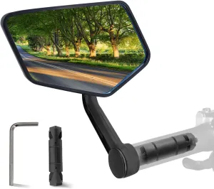 Arkham Bike Mirror for Handlebar HD Bar End Bicycle Mirror Thickened Automotive-Grade Glass for Handlebar Scratch Resistant Safe Rearview Mirror Multi-Angle Adjustable, E-Bike Universal, Left Side