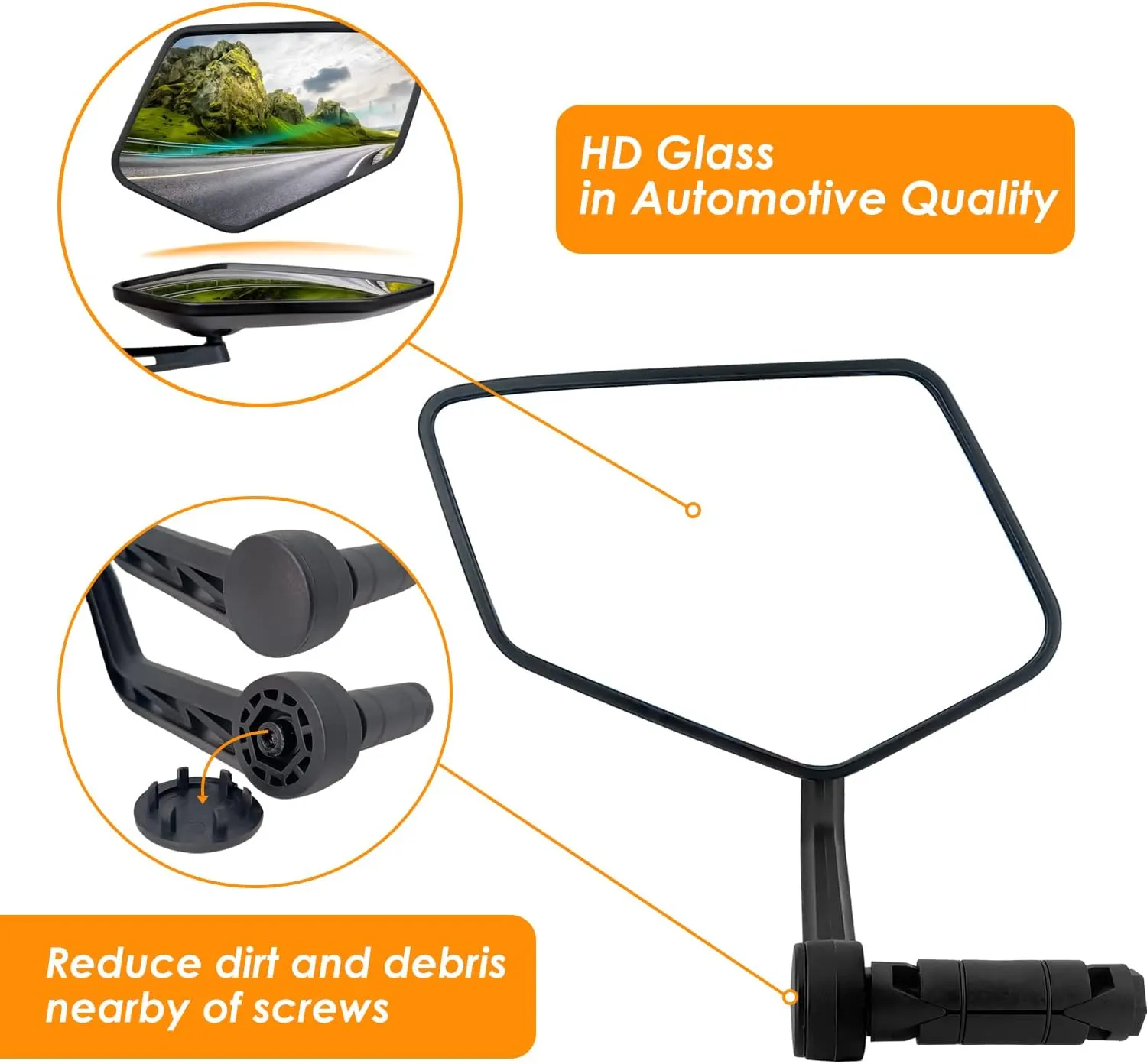 Arkham Bike Mirror for Handlebar HD Bar End Bicycle Mirror Thickened Automotive-Grade Glass for Handlebar Scratch Resistant Safe Rearview Mirror Multi-Angle Adjustable, E-Bike Universal, Left Side