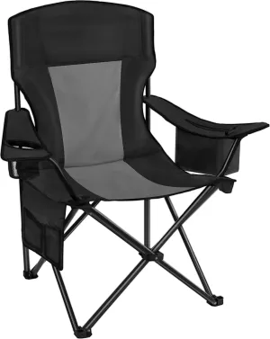 AsterOutdoor Camping Folding Chair Padded Quad Arm Chair with Large Cup Holders, Side Organizer & Back Pocket for Outdoor, Camp, Indoor, Patio, Fishing, Supports 350lbs