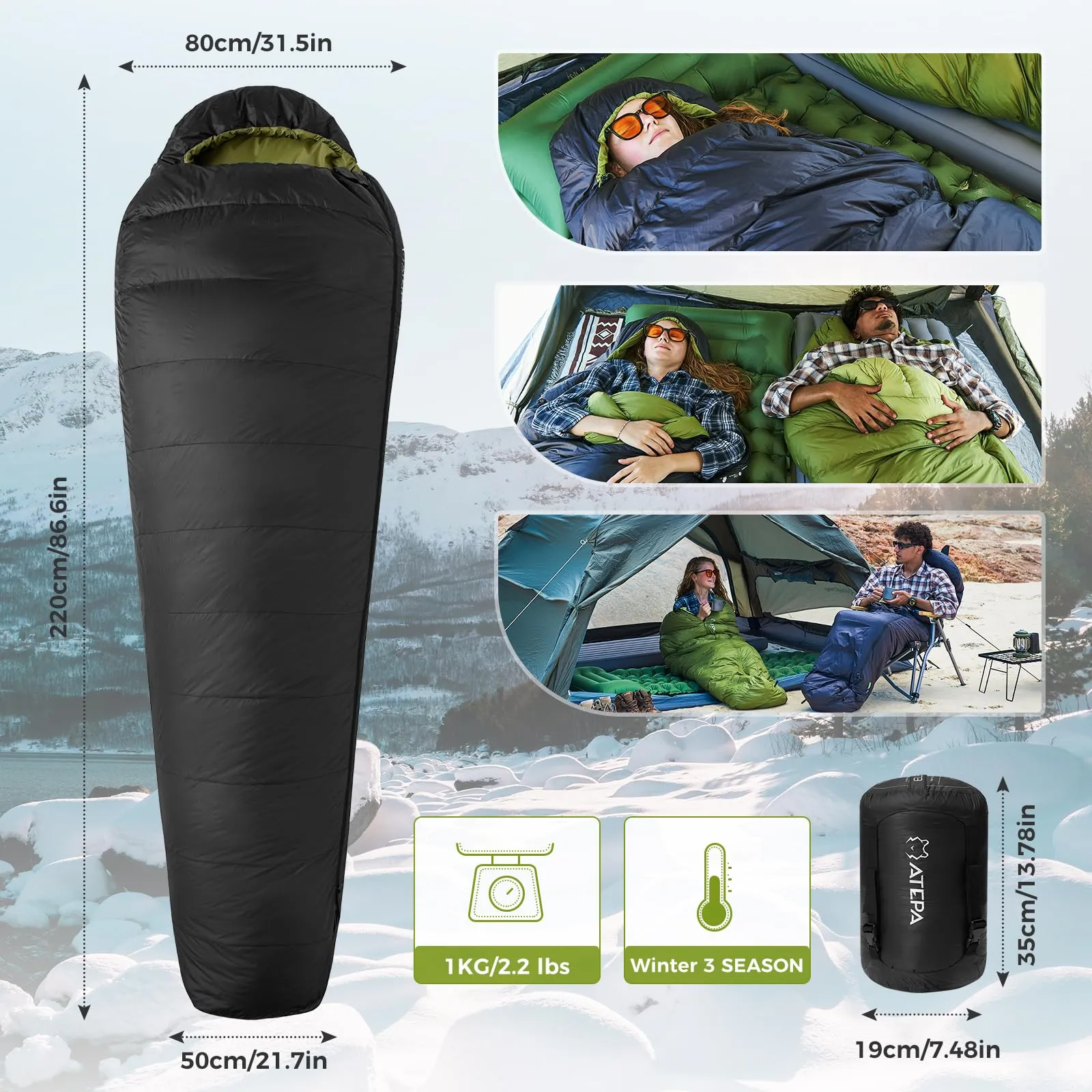 ATEPA ELEMENTS 450 Down Mummy Sleeping Bag