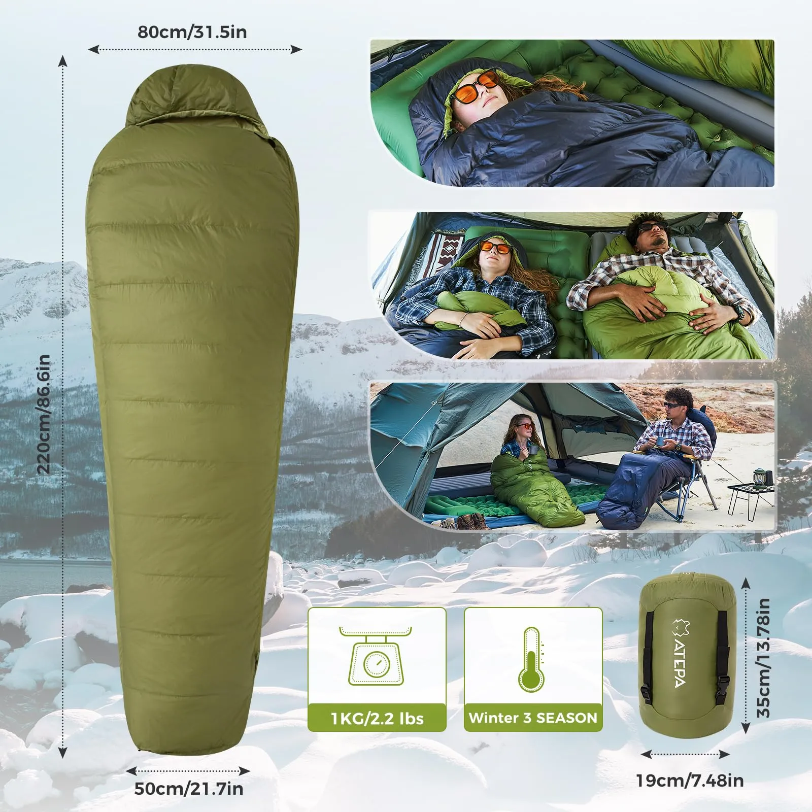 ATEPA ELEMENTS 450 Down Mummy Sleeping Bag