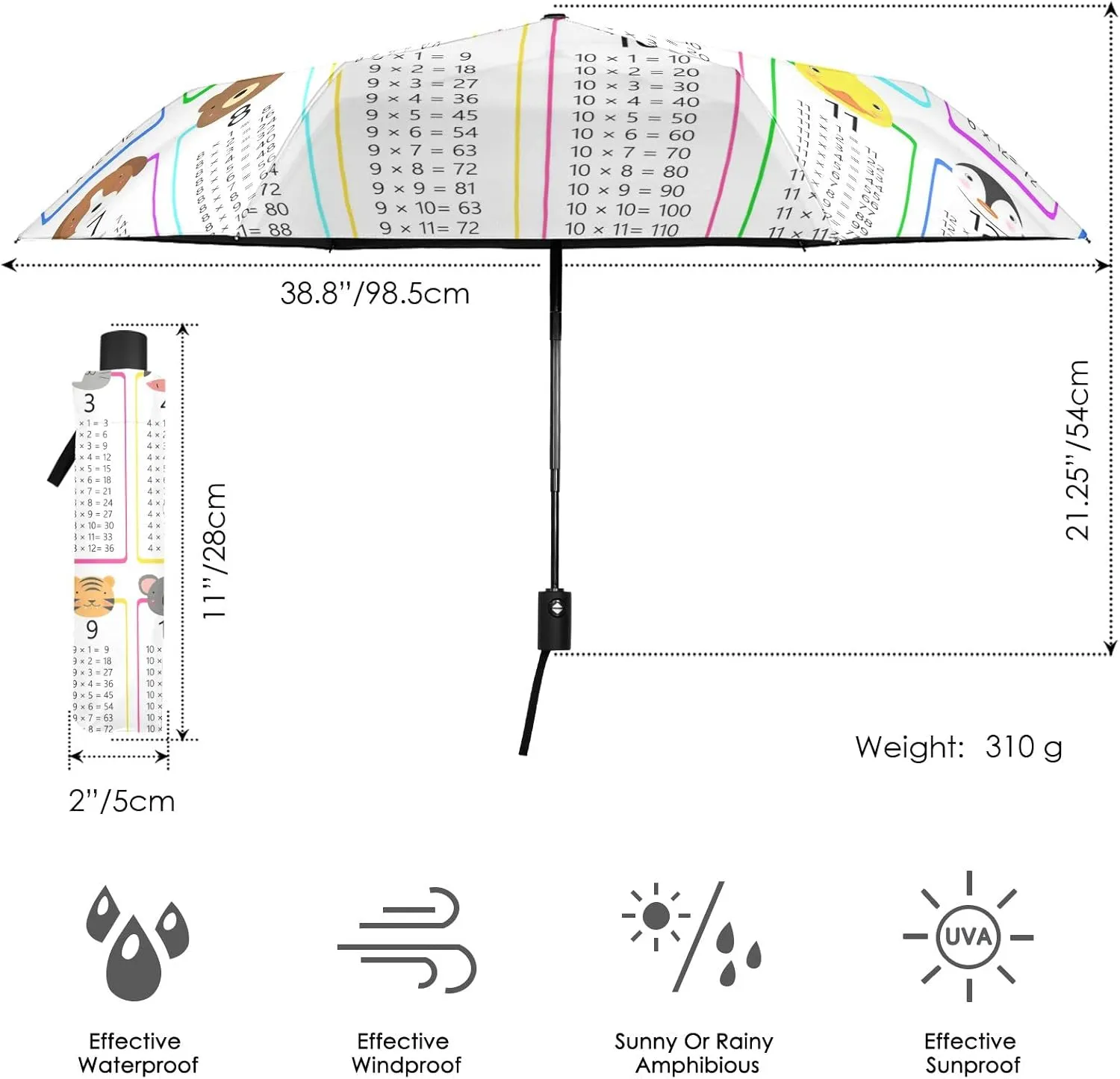Automatic Lightweight Folding Umbrella, Auto Open/Close Portable Sun Travel Parasol, Compact Anti-UV Strong Rain Umbrella