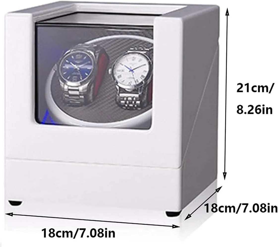 Automatic Watch Winder Box White Double Watch Winder Box For Automatic Watch Built-In Led Light Exterior Dual Power Supply Quiet Motor Exquisite/D Beautiful Home,A