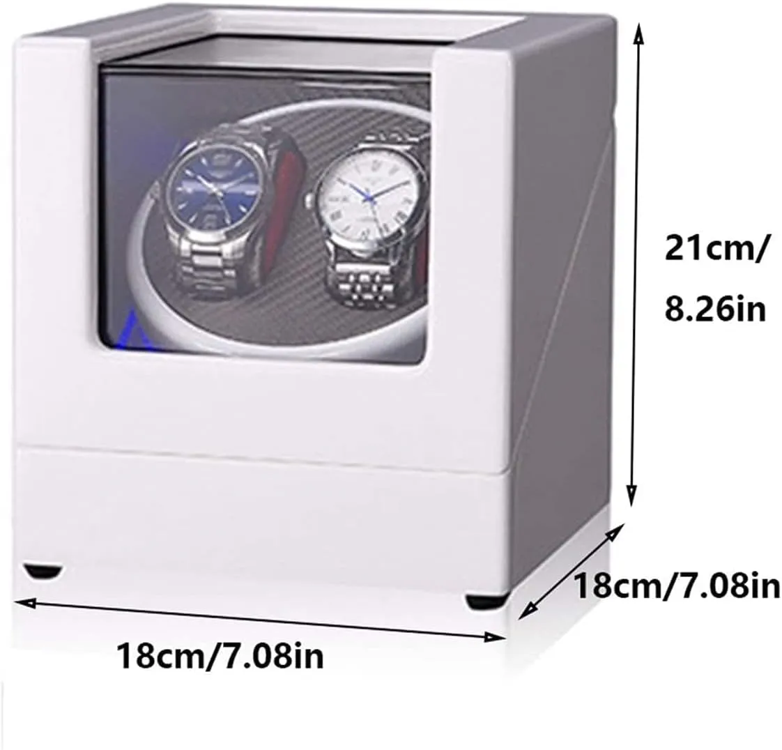 Automatic Watch Winder White Double Watch Winder Box for Automatic Watch Built-in LED Light Piano Paint Exterior Dual Power Supply Quiet Motor