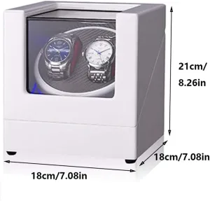 Automatic Watch Winder White Double Watch Winder Box for Automatic Watch Built-in LED Light Piano Paint Exterior Dual Power Supply Quiet Motor