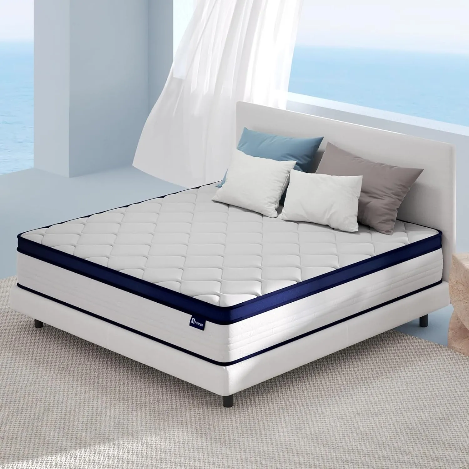 Avenco Full Size Mattress, 10 Inch Full Mattresses, Individual Pocket Spring Mattress for Pressure Relief & Motion Isolation, CertiPUR-US Certified, Small Box
