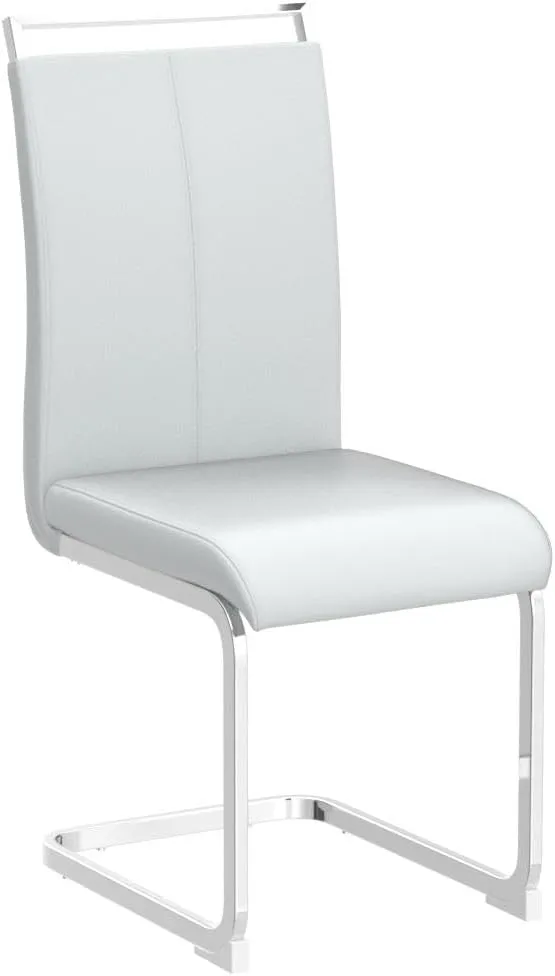 AZmac Modern Leather Dining Chairs Set of 4,Armless Kitchen Chairs,Dining Room Chairs with Upholstered Padded Seat and Sturdy Chrome Legs for Dining Room,Kitchen (Set of 4, Warm Grey)