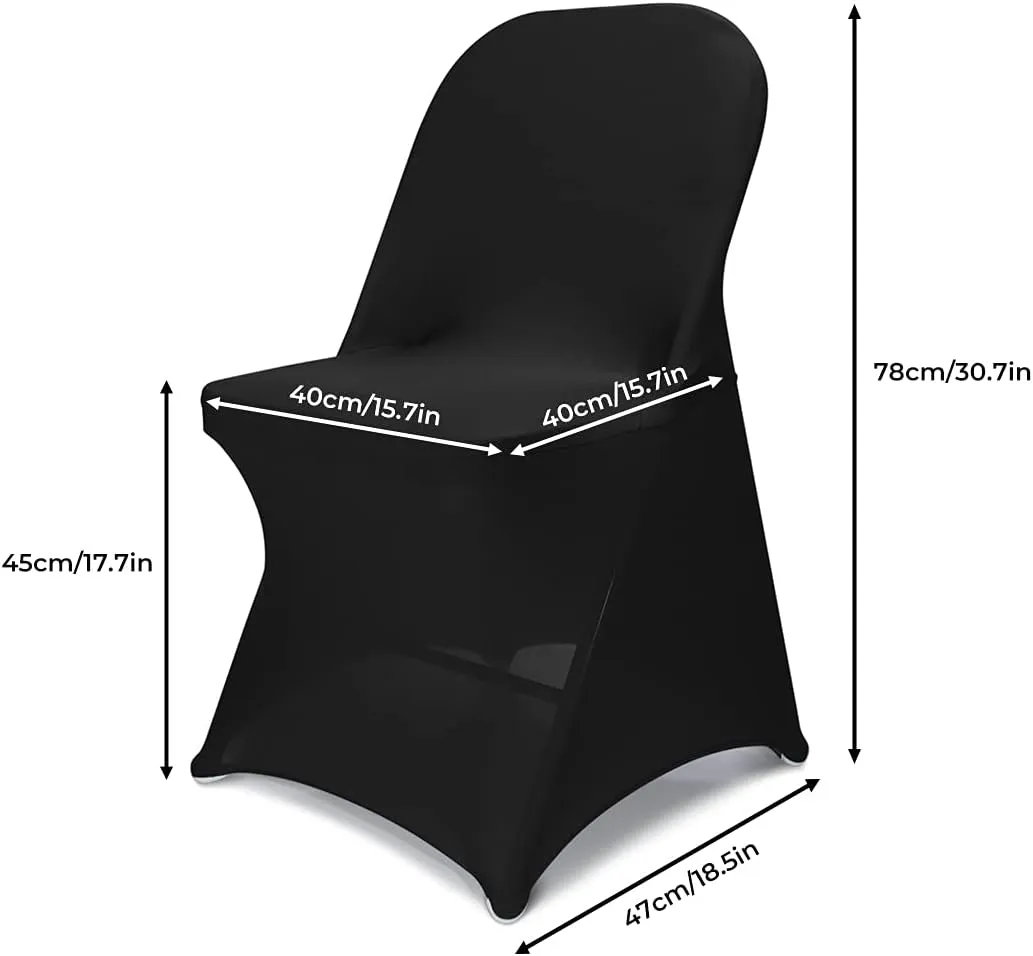 Babenest Spandex Folding Chair Covers - 30PCS Upgraded Universal Stretch Washable Fitted Chair Slipcovers Protector for Wedding, Holidays, Banquet, Party, Celebration (Black)