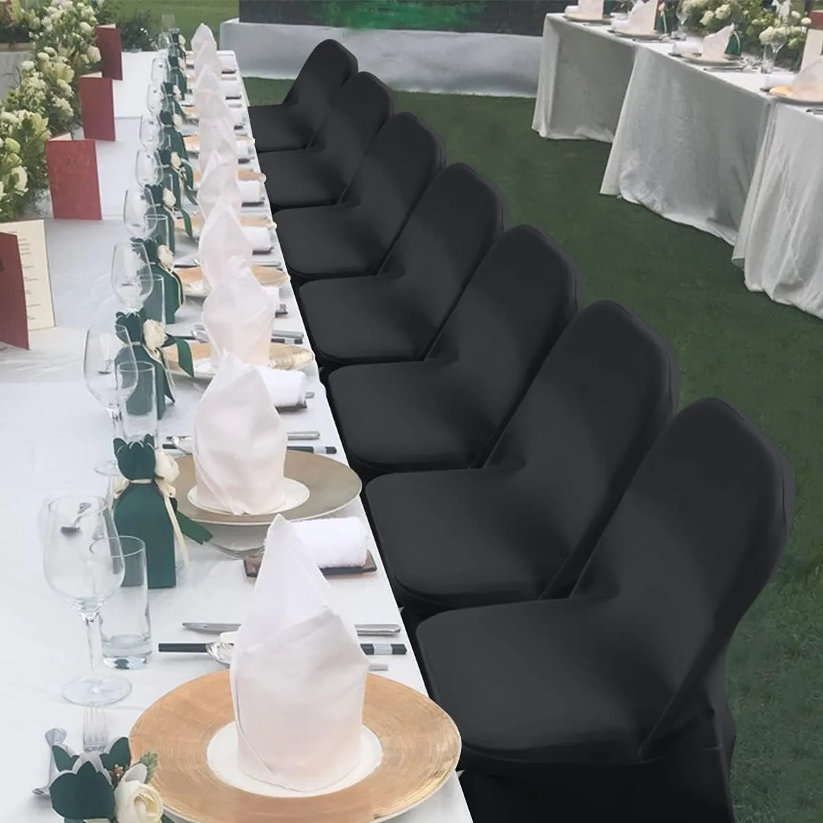 Babenest Spandex Folding Chair Covers - 30PCS Upgraded Universal Stretch Washable Fitted Chair Slipcovers Protector for Wedding, Holidays, Banquet, Party, Celebration (Black)